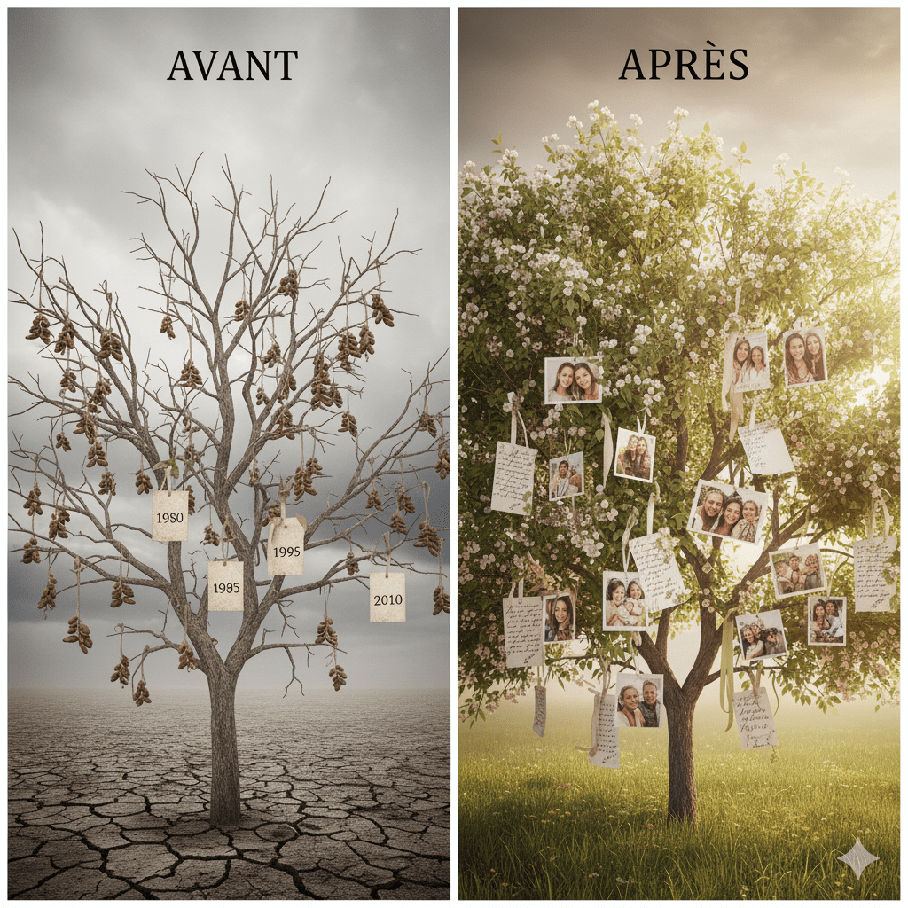 Transformez votre arbre généalogique en récit captivant. Découvrez comment passer des dates aux destins et donner vie à l'histoire familiale de vos ancêtres.